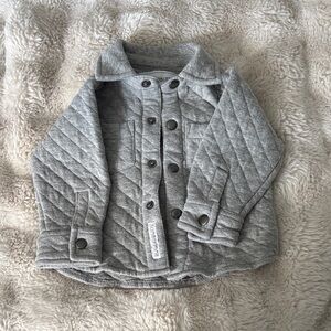 Gray Quilted Shirt with Button Details